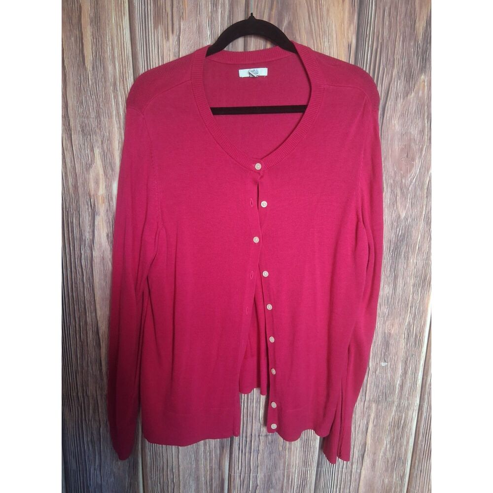 Croft & Barrow pink button down cardigan sweater size XL preppy workwear